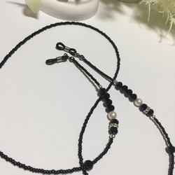 グラスコード メガネチェーン ブラック系 一点物♡ ボード BEAUD メガネチェーン グラスコード ストラップ