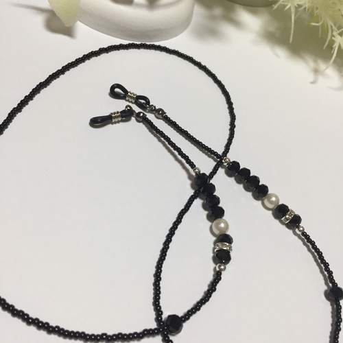 大人かっこいい☆ブラック × シルバー【グラスコード/眼鏡チェーン