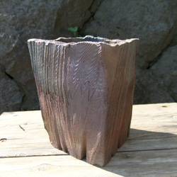 炭化焼締の四角い植木鉢② 2枚目の画像