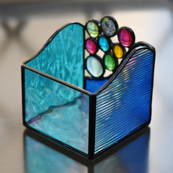 ステンドグラス　ガラスの玉が可愛い小物入れ 3枚目の画像