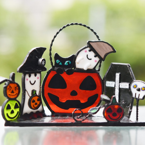 展示作品　　　ステンドグラス　ハロウィン　みんな楽しいね♪ ステンドグラス ハロウィン 楽しいね♪ その他インテリア雑貨