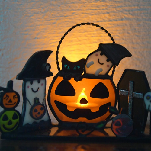 展示作品　　　ステンドグラス　ハロウィン　みんな楽しいね♪ ステンドグラス ハロウィン 楽しいね♪ その他インテリア雑貨
