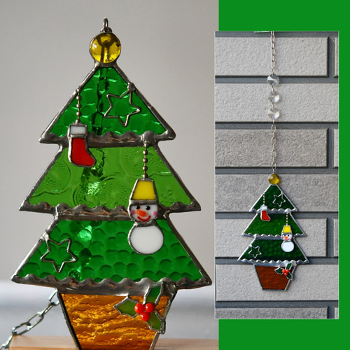 ステンドグラスのクリスマスミニツリー ステンドグラス クリスマスツリーe クリア その他インテリア雑貨 koru