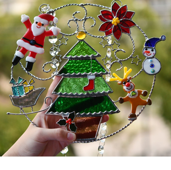 ステンドグラス クリスマス オーナメント リース その他 ステンドグラス クリスマス オーナメント リース その他