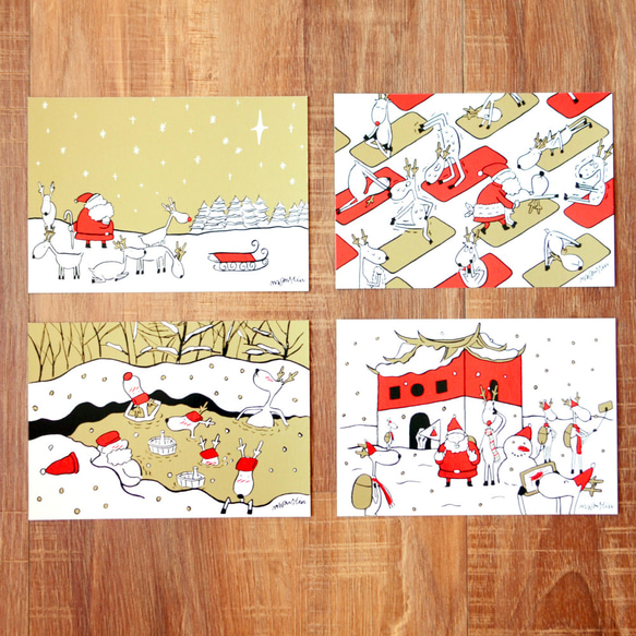 聖誕卡A套餐-新款2018聖誕老人與麋鹿日常明信片 :1-7 號(7張入) 第2張的照片