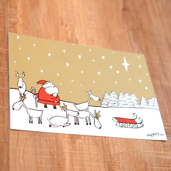 聖誕卡-新款2018聖誕老人與麋鹿日常聖誕明信片1號:北極星Polaris 第2張的照片