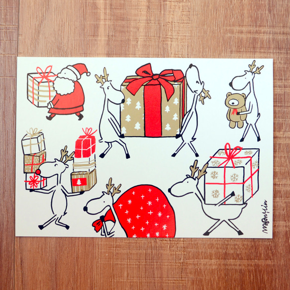 聖誕卡-新款2018聖誕老人與麋鹿日常明信片10號: 聖誕禮物 Secret Santa 第1張的照片