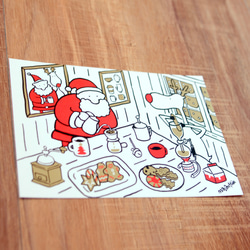 聖誕卡-新款2018聖誕老人與麋鹿日常明信片11號: 手沖咖啡 Santa the Barista（售完） 第2張的照片