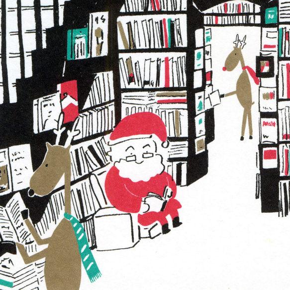 クリスマスカード-2019クリスマスポストカードNo. 4：クリスマス書店シェイクスピア＆カンパニー 1枚目の画像