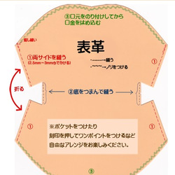 【本革】珍しい中くぼ口金のお財布を自分で作れるキット：赤色 6枚目の画像