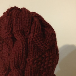 手編み、ウール　エンジの帽子、一点物 3枚目の画像
