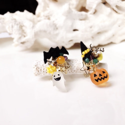 ≪再販≫☆受注製作☆ハロウィン イヤリング(パンプキン&おばけ)☆.。.:*・ 1枚目の画像