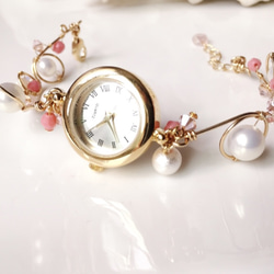<<再販>>ワイヤーアート 腕時計(ピンク系)☆.。.:* 1枚目の画像