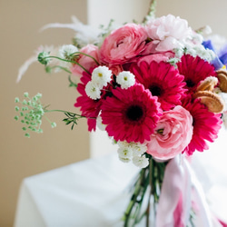 KL粉白公主婚禮捧花～wedding  pink bouquets 自然莖捧花 第3張的照片