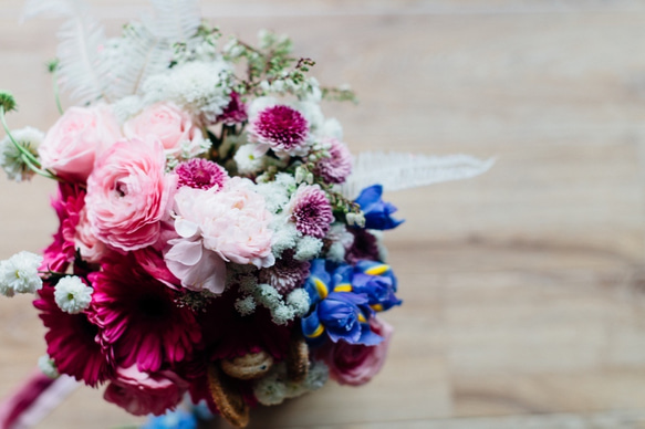 KL粉白公主婚禮捧花～wedding  pink bouquets 自然莖捧花 第4張的照片