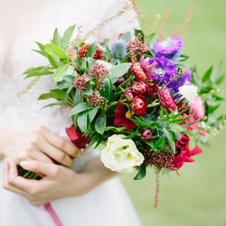 KL玻利維亞婚禮捧花～wedding  purple red bouquets 自然莖捧花 第4張的照片