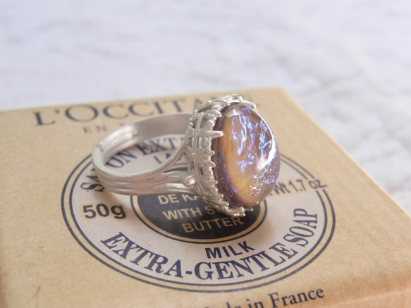 Uさまご予約品＊ヴィンテージ・タンザナイトオパールグラスリング  