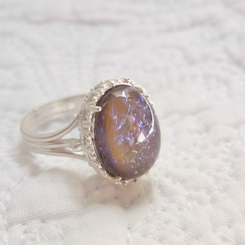 Uさまご予約品＊ヴィンテージ・タンザナイトオパールグラスリング  