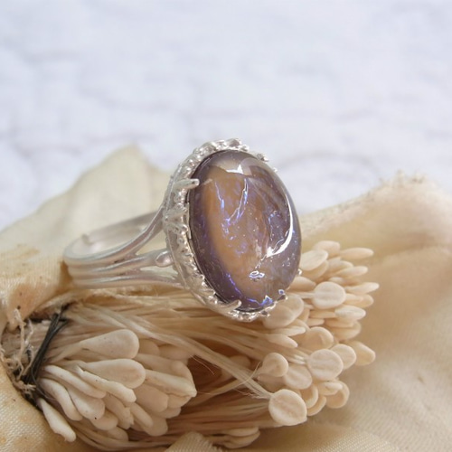 Uさまご予約品＊ヴィンテージ・タンザナイトオパールグラスリング  