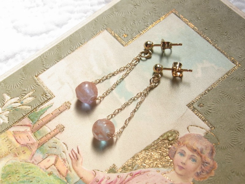 ＊送料無料＊サフィレット、k14gf ラウンドビーズのピアス