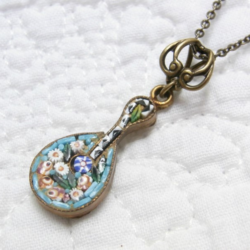 一点もの＊ヴィンテージ・マイクロモザイク、ギターのネックレス