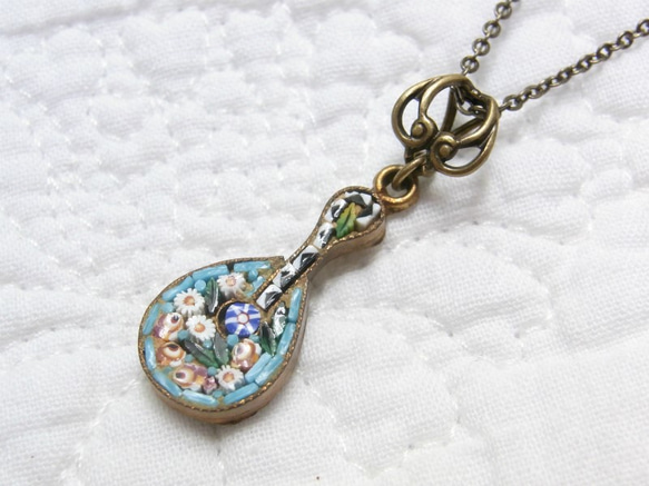 一点もの＊ヴィンテージ・マイクロモザイク、ギターのネックレス