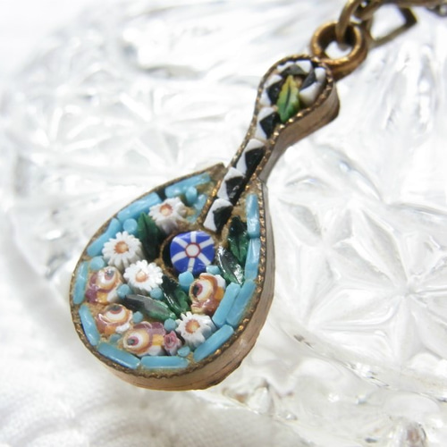 一点もの＊ヴィンテージ・マイクロモザイク、ギターのネックレス