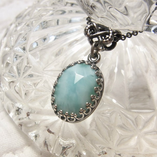 ラリマーネックレスペンダント薔薇バチカン