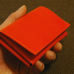 一枚革の名刺入れ・カードケース（革色：オレンジ）【受注制作】【送料込み】 6枚目の画像