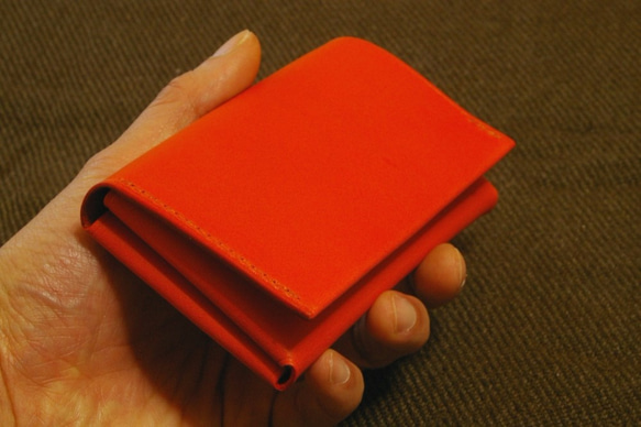 一枚革の名刺入れ・カードケース（革色：オレンジ）【受注制作】【送料込み】 6枚目の画像