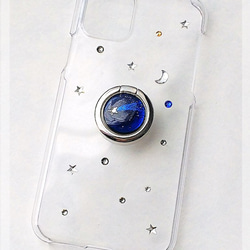 流れ星のスマホリング付き　SWAROVSKI ケース　全機種対応　 1枚目の画像