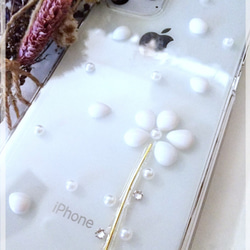 white flower 全機種対応　スマホケース 2枚目の画像