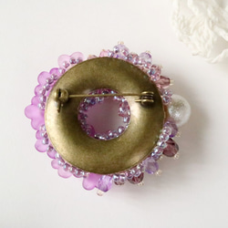 Spring Dream 紫藤 Demiparure 胸針&amp;耳環/穿孔套裝 *紫藤花花環優雅精緻紫色 第6張的照片
