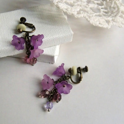 Spring Dream 紫藤 Demiparure 胸針&amp;耳環/穿孔套裝 *紫藤花花環優雅精緻紫色 第8張的照片