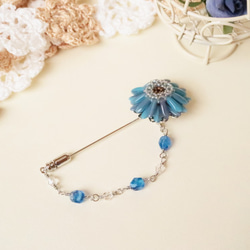 Gerbera Hatpin (Blue) * Flower Flower Corsage 希望慶典 入學典禮 入學典禮 畢業典 第2張的照片