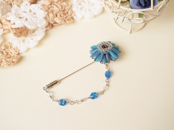 Gerbera Hatpin (Blue) * Flower Flower Corsage 希望慶典 入學典禮 入學典禮 畢業典 第2張的照片