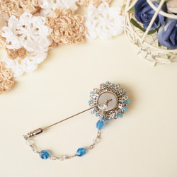 Gerbera Hatpin (Blue) * Flower Flower Corsage 希望慶典 入學典禮 入學典禮 畢業典 第3張的照片