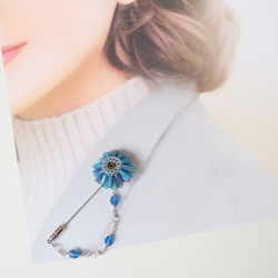 Gerbera Hatpin (Blue) * Flower Flower Corsage 希望慶典 入學典禮 入學典禮 畢業典 第6張的照片