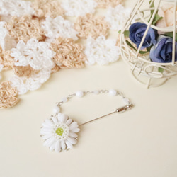 Gerbera Hatpin (White) * Flower Flower Corsage 希望慶典 入學典禮 入學典禮 畢業 第1張的照片