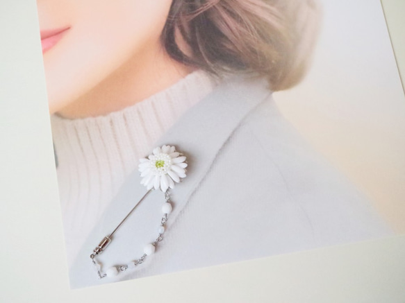 Gerbera Hatpin (White) * Flower Flower Corsage 希望慶典 入學典禮 入學典禮 畢業 第6張的照片