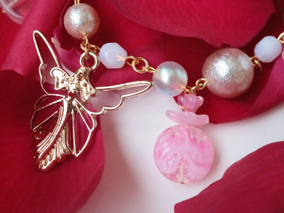 Art Deco Fairy and Perfume Bottle Bag Charm (Pink &amp; Gold) * 第2張的照片