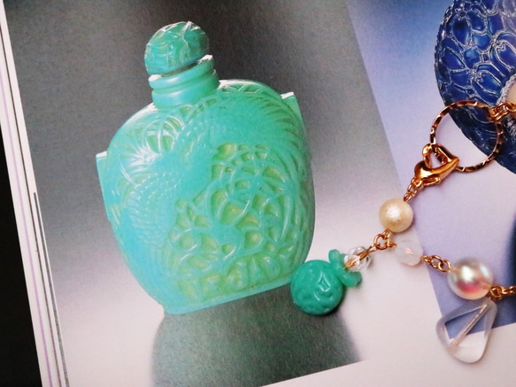 Art Deco Fairy and Perfume Bottle Bag Charm (Green &amp; Gold) * 第10張的照片