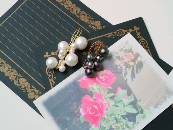 棉質珍珠披肩別針（濃黑/銅色）*優雅、精緻、別緻、黑珍珠、葡萄色、黑色、綠色、紫色胸針 第6張的照片