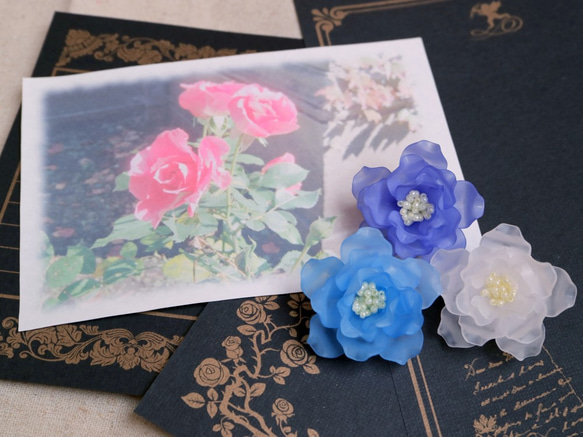 玫瑰胸針（天藍色）*玫瑰藍玫瑰半重瓣單花胸花 淡雅清新藍天 第6張的照片