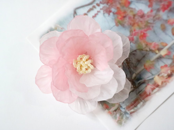 醉同盟玫瑰胸花*大花花朵胸針粉白白光華麗雍容優雅優雅可愛整潔 第1張的照片
