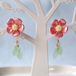 糖果花耳環（粉色）*花朵精緻可愛可愛優雅華麗紅梅新年春背抓風 第1張的照片