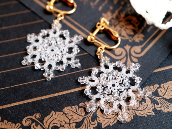 雪晶耳環*精緻奧地利水晶雪花雪花冬季優雅聖誕白 第1張的照片