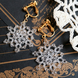 雪晶耳環*精緻奧地利水晶雪花雪花冬季優雅聖誕白 第2張的照片