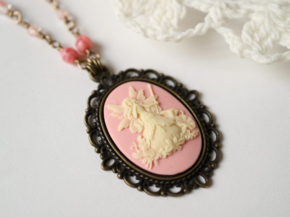 浮雕項鍊牽牛花仙子（粉色）*精緻仙女浪漫夢幻巧克力卡 第2張的照片