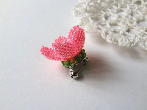 夾竹桃のブローチ（ピンク）＊一重咲き きょうちくとう キョウチクトウ 花 フラワー 夏 梅雨 繊細 上品 個性的 4枚目の画像